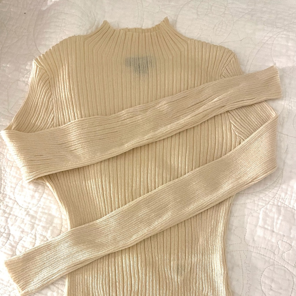 pretty little thing cream mock neck long-sleeve top